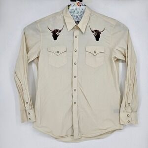 Rock & Roll Cowboy Shirt Mens XL Pearl Snap Western Longhorns Embroidered